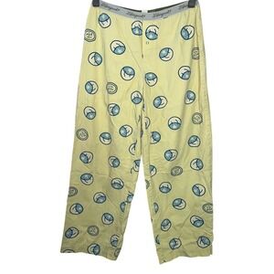 Life is Good Pajama Pants Women's Small Yellow Moon‎ Stars Sleep Lounge Cotton
